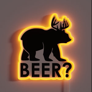 Beer lover's dream neon sign featuring a stylized beer bear