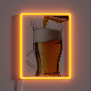 Vibrant RGB Neon Sign: 'Beer, the Golden Nectar of Gods'