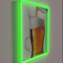 Charger l&#39;image dans la galerie, Vibrant neon sign celebrating beer as divine elixir indoors out.