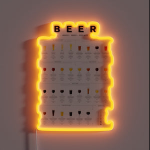 RGB Neon Sign Illuminates Your Bar with Lager Beer Types Chart
