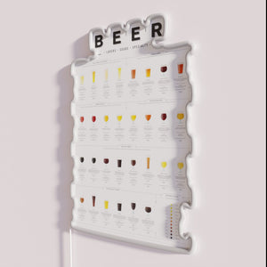 Neon Lager Beer Types Wall Sign Chart for Bars and Restaurants
