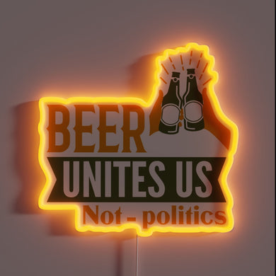 Unity in Beer, Not Politics - A Lighthearted Gathering Sign