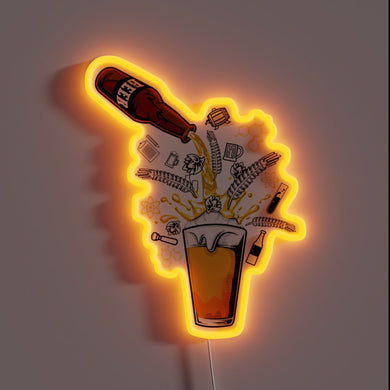 Vibrant RGB illuminated beer galaxy neon bar pub decoration sign