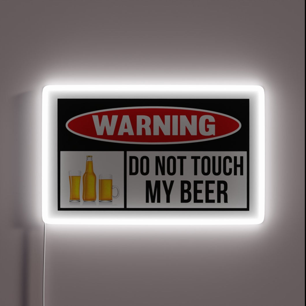 Brew responsibly: beer warning message illuminated in bright neon lights