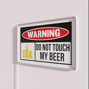 Neon Bar Sign with Vibrant RGB Color Scheme and Warning Message