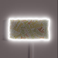 Charger l&#39;image dans la galerie, Eye-catching LED neon sign displaying vibrant beer word cloud design.