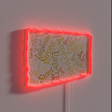 Charger l&#39;image dans la galerie, Eye-catching RGB Neon Sign with Beer-Themed Word Cloud Design Rectangle Shape.