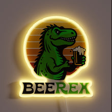 Charger l&#39;image dans la galerie, Retro-style neon sign featuring T Rex enjoying a cold beer.