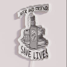 Charger l&#39;image dans la galerie, Neon Beer Sign with Friendly Vibes, Fries, Love, and Life