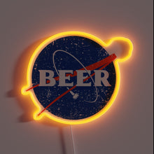 Charger l&#39;image dans la galerie, Out-of-this-world beer bar decor featuring vibrant space-inspired LED signage.