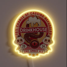 Charger l&#39;image dans la galerie, Neon Sign Featuring Vibrant Colors and Whimsical Beer-Themed Typography