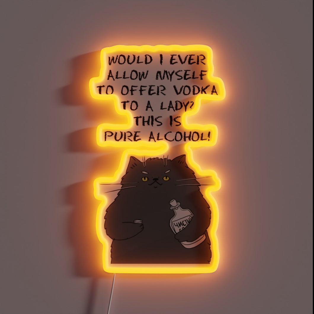 Behemoth the Cat Inspired Literary Quotes Series Neon Sign Display