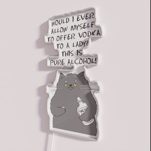 Cat mom decor inspiration with vibrant RGB lit quote signs