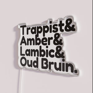 RGB Neon Sign with Iconic Belgian Beer Types Labels Displayed