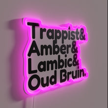 Charger l&#39;image dans la galerie, Retro-Style Sign Featuring Iconic Belgian Beer Types in Neon Colors