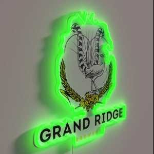 Authentic Grand Ridge official logo neon bar decoration and lighting.