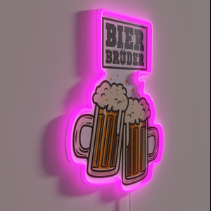 Vibrant 'Bier Bruder' German beer brother bar themed neon sign