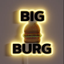 Charger l&#39;image dans la galerie, Vibrant Neon Sign Adorns Your Space with Semi-Realistic Burger Design.