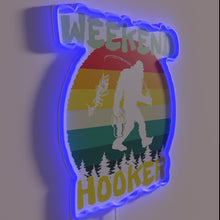 Charger l&#39;image dans la galerie, Vintage Neon Sign: Whimsical Retro Fishing Weekend Adventure in Colorful Sunset