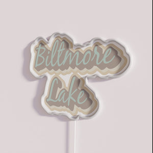 Vibrant RGB Neon Sign for Biltmore Lake in Asheville NC Mountains
