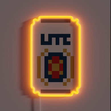 Brightly glowing RGB neon sign with customizable color coding options