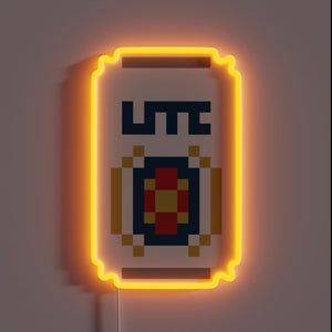 Brightly glowing RGB neon sign with customizable color coding options