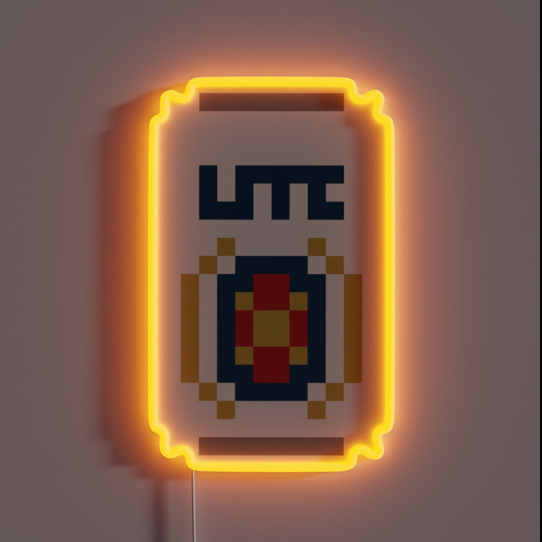 Brightly glowing RGB neon sign with customizable color coding options