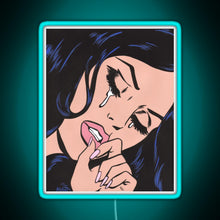 Charger l&#39;image dans la galerie, Black Hair Crying Comic Girl RGB neon sign lightblue 