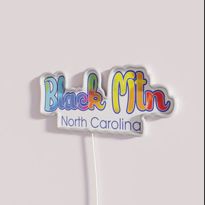 Vibrant multicolor Asheville, North Carolina-inspired RGB neon wall decor art.