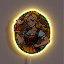 Charger l&#39;image dans la galerie, Vibrant Neon Sign Featuring Happy Blonde Girl and Beer Stein