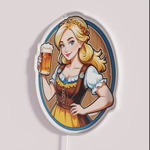 Charger l&#39;image dans la galerie, Blonde oktoberfest girl with beer stein in traditional outfit neon sign