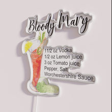 Charger l&#39;image dans la galerie, Vibrant Bloody Mary recipe watercolor design in colorful RGB neon lighting