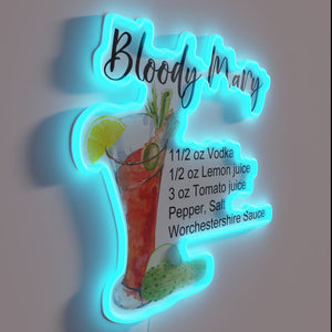 Vibrant watercolor design features a Bloody Mary cocktail recipe glow