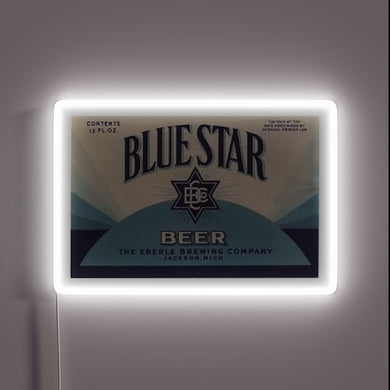 Vibrant blue neon beer sign with customizable RGB illumination options