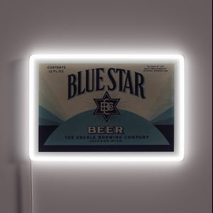Vibrant blue neon beer sign with customizable RGB illumination options