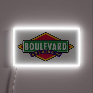 Elegant LED illuminated Boulevard logo in vibrant RGB neon lights