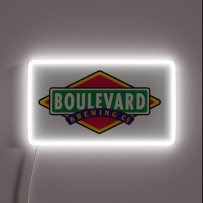 Elegant LED illuminated Boulevard logo in vibrant RGB neon lights
