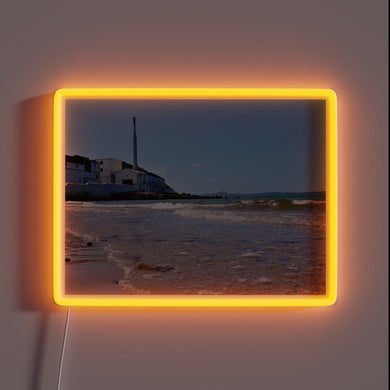 RGB illuminated sign for Bowmore Distillery on Islay Island