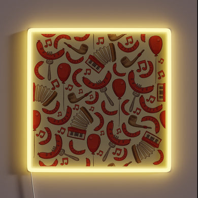 Vibrant Bratwurst and Music Oktoberfest Celebration Neon Light Sign Illumination