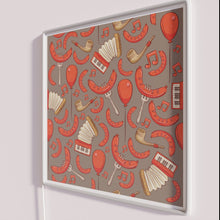 Charger l&#39;image dans la galerie, Vibrant Bratwurst and Music Oktoberfest Pattern Neon Sign in Dark Chocolate RGB