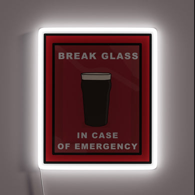 Emergency pint neon sign with bold RGB color accents.