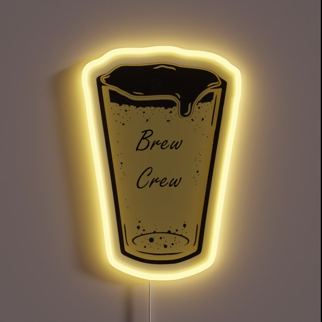 Add vibrant ambiance with this customizable Brew Crew LED sign.