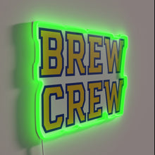 Charger l&#39;image dans la galerie, Vibrant Brew Crew logo with colorful neon lighting effect.
