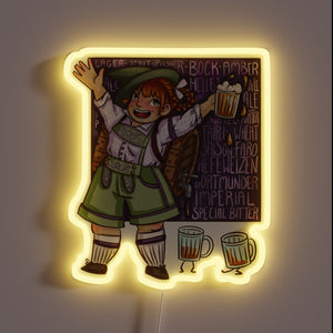 Magical Bar Decor Featuring Brew Witch in Vibrant Rainbow Lighting