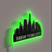 Charger l&#39;image dans la galerie, Brew-tiful NYC nostalgia in vibrant RGB glow on metal.