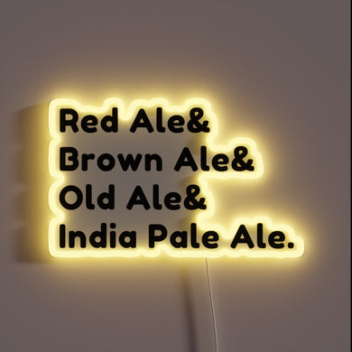 Handcrafted British Beer Styles Neon Sign: Red IPA & Brown Ales