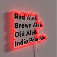 Charger l&#39;image dans la galerie, Vintage British Ales Beer Types Sign with Neon RGB Lighting