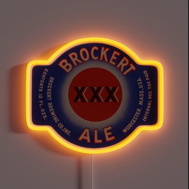 Neon Beer Sign - Authentic Brockert Ale Brand Identification Display