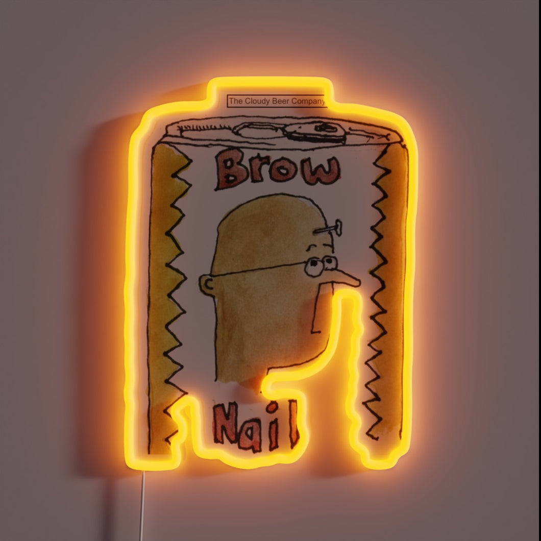 Vibrant brown ale-themed neon sign with colorful LED lighting accents.