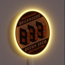 Charger l&#39;image dans la galerie, Neon beer bar decor with vibrant brown and blue hues